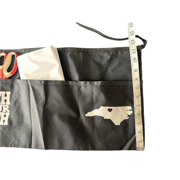 "South In Your Mouth" Waist Apron Black White 3-Pocket North Carolina Map USA - Picture 5 of 7